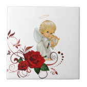 Keramik Tile Floral Rote Rose Angel Fliese (Vorderseite)
