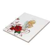 Keramik Tile Floral Rote Rose Angel Fliese (Seite)