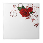 Keramik Tile Floral Rote Rose Fliese (Vorderseite)