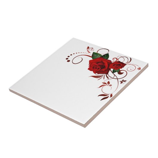 Keramik Tile Floral Rote Rose Fliese (Seite)