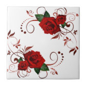 Keramik Tile Floral Rote Rose Fliese (Vorderseite)