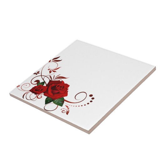 Keramik Tile Floral Rote Rose Fliese (Seite)
