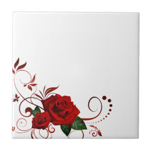 Keramik Tile Floral Rote Rose Fliese