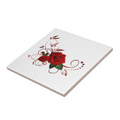Keramik Tile Floral Rote Rose Fliese (Seite)