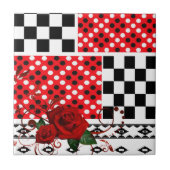 Keramik Tile Floral Rote Rose Fliese (Vorderseite)