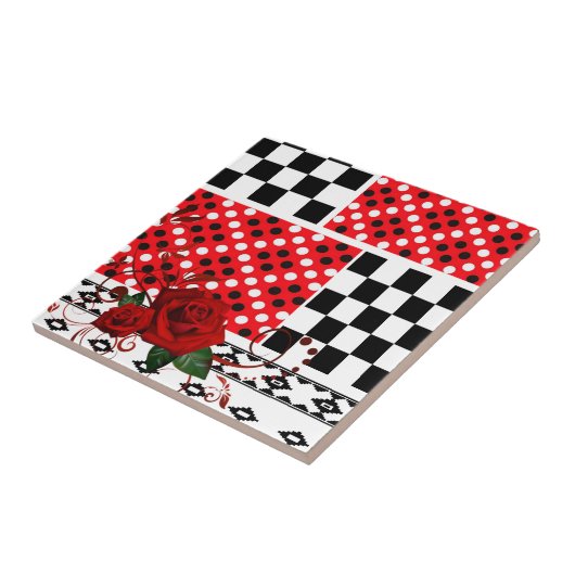 Keramik Tile Floral Rote Rose Fliese (Seite)