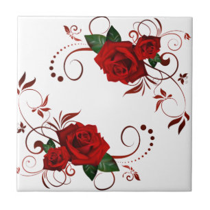 Keramik Tile Floral Rote Rose Fliese