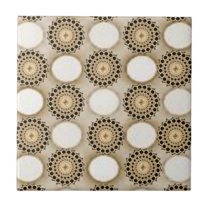 Keramik Tile Floral Round Beige Fliese