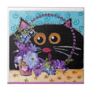 Keramik Tile Floral Whimsikkatze Fliese