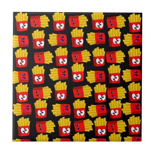 Keramik Tile French Fries Black Red Fliese (Vorderseite)