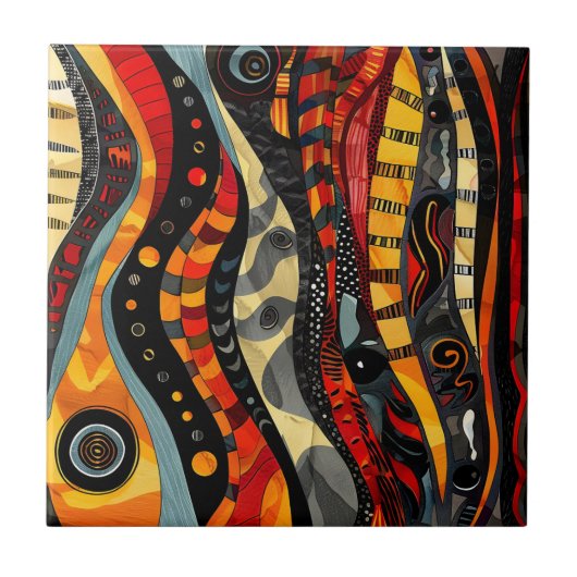 Keramik-Tile für afrikanische Stammesmuster Fliese (Vorderseite)