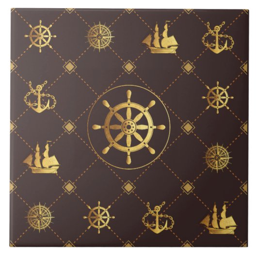 Keramik-Tile für das Gold Ship Wheel Fliese (Vorderseite)