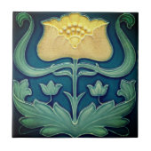 Keramik Tile - Gelbe Blume Jugendstil Fliese (Vorderseite)