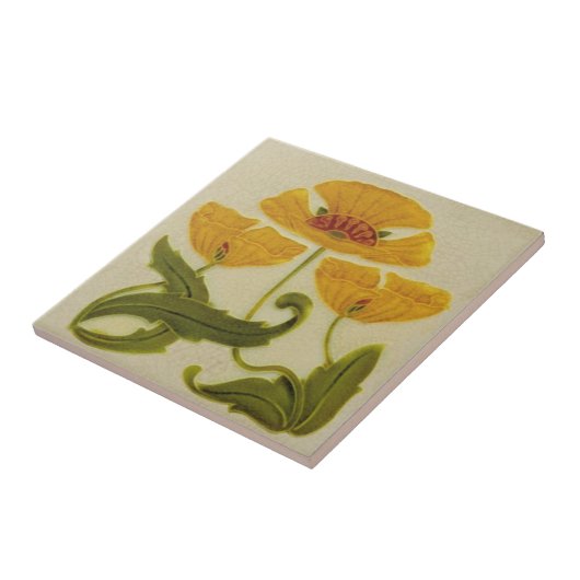 Keramik Tile - Gelbe Blume Leiter Jugendstil Fliese (Seite)