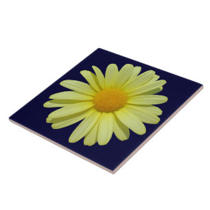 Keramik Tile - Gelbe Daisy am Mitternachtshimmel Fliese