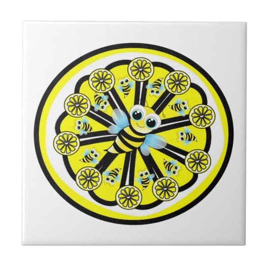 Keramik Tile Gelbe Lemon Hummel Fliese (Vorderseite)