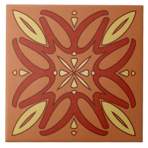 Keramik Tile- Gelbe und Rote Kaleidoskop-Blume Fliese