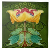 Keramik Tile - Gelbes Blumenmuseum Jugendstil Fliese (Vorderseite)