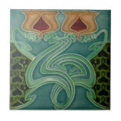 Keramik Tile - Gelbes Blumenmuseum Jugendstil Fliese (Vorderseite)