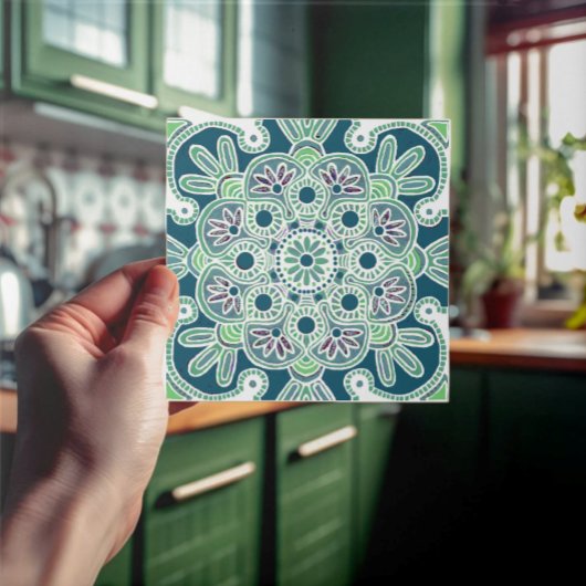 Keramik Tile Geometrie mit leichten Grüntönen und  Fliese