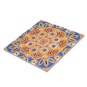 Keramik Tile geometrisch blau und orange Fliese (Seite)