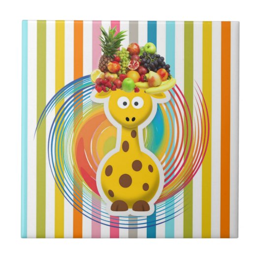 Keramik Tile Giraffe Fruchtfarben Fliese (Vorderseite)