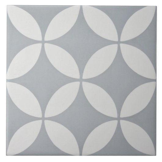 Keramik Tile - Graues und weißes Blumenmuster Fliese (Vorderseite)