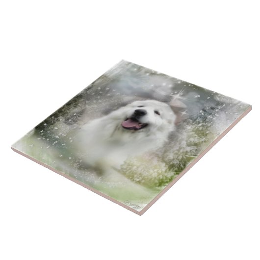 Keramik Tile Great Pyrenäen Winterlandschaft Fliese (Seite)