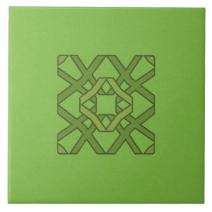 Keramik-Tile - Green on Green Block Pattern Fliese