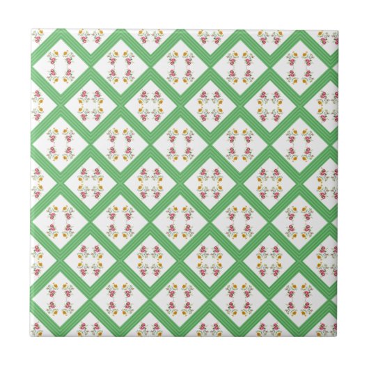 Keramik Tile Green Strip Blume Fliese (Vorderseite)