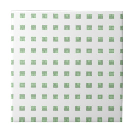 Keramik Tile Green & White Squares Fliese (Vorderseite)