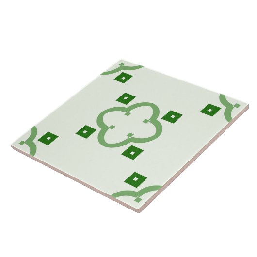 Keramik Tile - Grünes gepolstertes Muster auf Weiß Fliese (Seite)