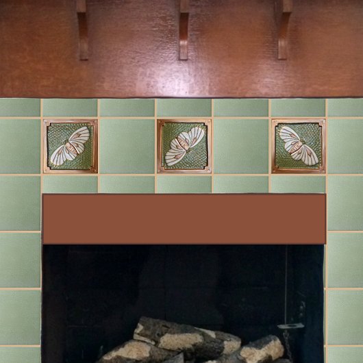 Keramik Tile Handwerker Moth, grün und kupfer Fliese