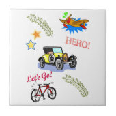 Keramik Tile Held Fahrradfahrzeug Flugzeug Fliese (Vorderseite)