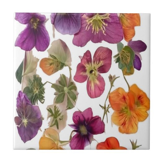 Keramik Tile - Hübsche Pressen von Blume Fliese (Vorderseite)