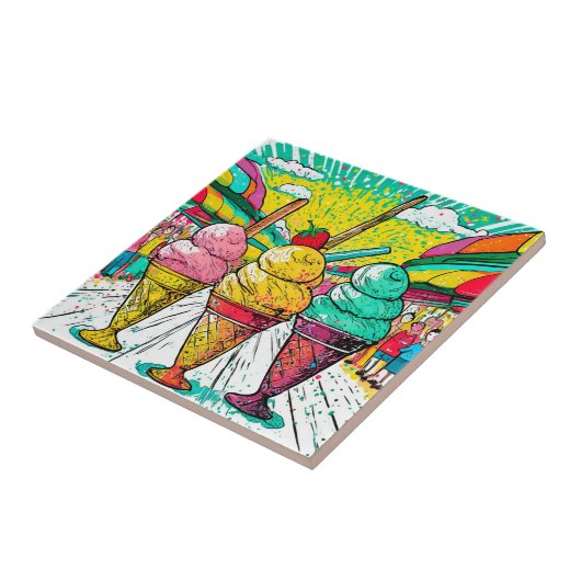 Keramik Tile Ice Creme Akryllische Wand Kunst Fliese (Seite)