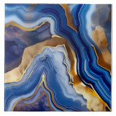 Keramik Tile im Blauen und Gold Geode Stil. Fliese (Vorderseite)