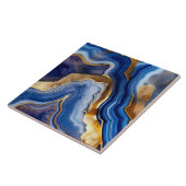 Keramik Tile im Blauen und Gold Geode Stil. Fliese (Seite)