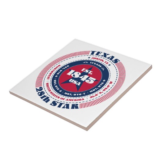 Keramik Tile in Rot, Weiß und Blau Fliese (Seite)