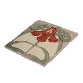 Keramik Tile - Iris Art Nouveau Floral Orange Fliese (Seite)