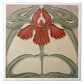 Keramik Tile - Iris Art Nouveau Floral Orange Fliese (Vorderseite)