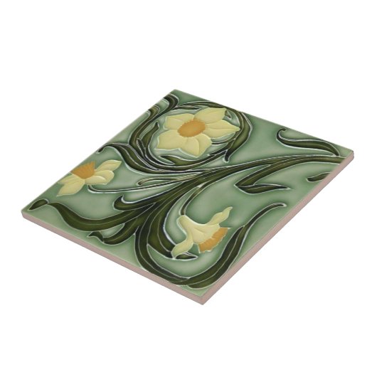 Keramik Tile - Jugendstil - Affodien 3 Fliese (Seite)