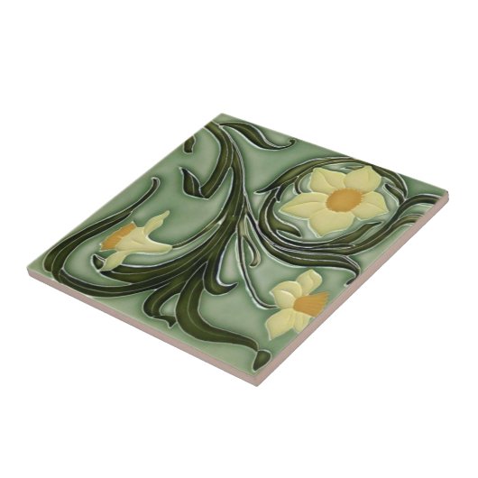 Keramik Tile - Jugendstil - Affodien 4 Fliese (Seite)