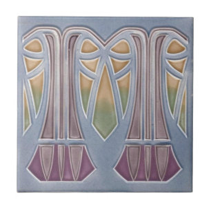 Keramik Tile - Jugendstil Ananas Tree Lilac Fliese