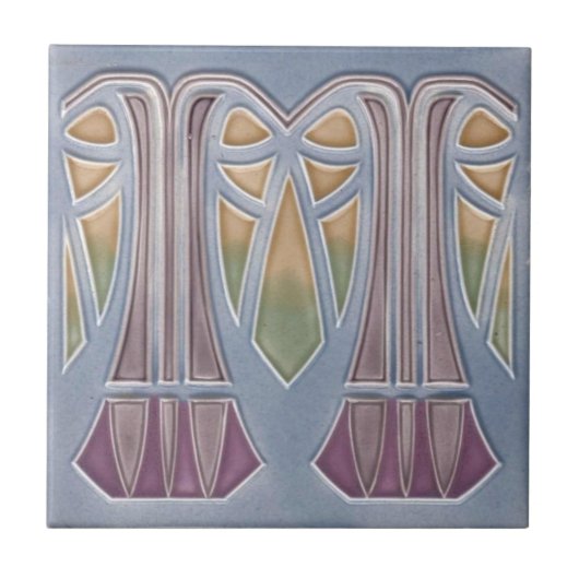 Keramik Tile - Jugendstil Ananas Tree Lilac Fliese (Vorderseite)