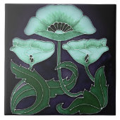 Keramik Tile - Jugendstil - Blumendesign Fliese (Vorderseite)