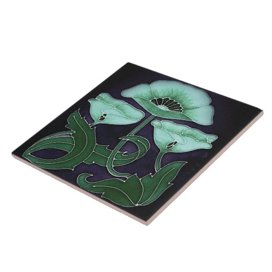 Keramik Tile - Jugendstil - Blumendesign Fliese (Seite)