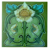 Keramik Tile - Jugendstil-Blumendesign Vintag Fliese (Vorderseite)