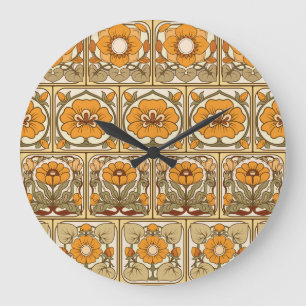 Keramik Tile: Jugendstil. Große Wanduhr
