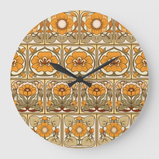 Keramik Tile: Jugendstil. Große Wanduhr (Vorderseite)